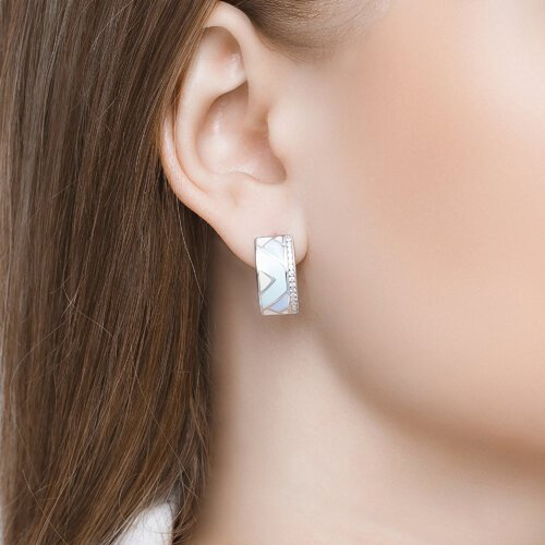 Серьги SOKOLOV 94022288 вес 3.88 г серебро, фианит, эмаль купить,NaN