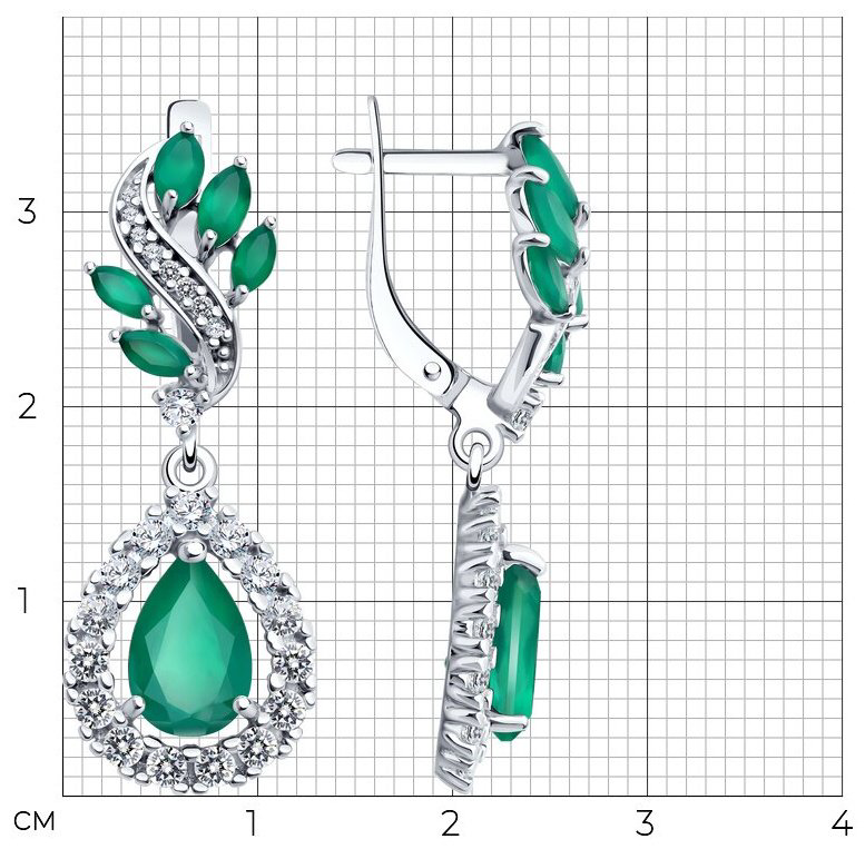 Серьги SOKOLOV 92022840 вес 5.22 г серебро, агат, фианит купить,NaN