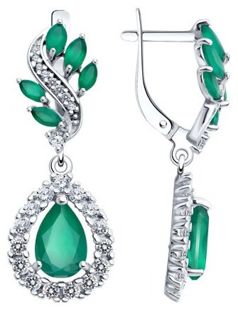 Серьги SOKOLOV 92022840 вес 5.29 г серебро, фианит, агат купить,NaN