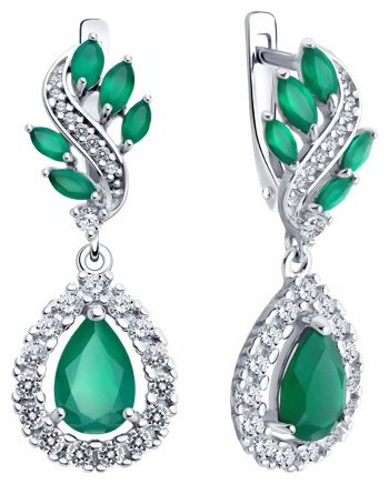 Серьги SOKOLOV 92022840 вес 5.29 г серебро, фианит, агат купить,NaN