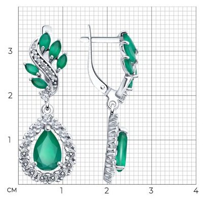 Серьги SOKOLOV 92022840 вес 5.29 г серебро, фианит, агат купить,NaN