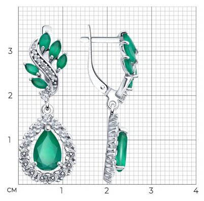 Серьги SOKOLOV 92022840 вес 5.29 г серебро, фианит, агат купить,NaN