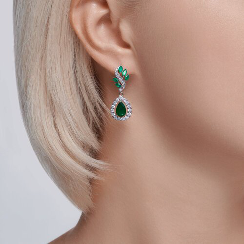 Серьги SOKOLOV 92022840 вес 5.45 г серебро, агат, фианит купить,NaN