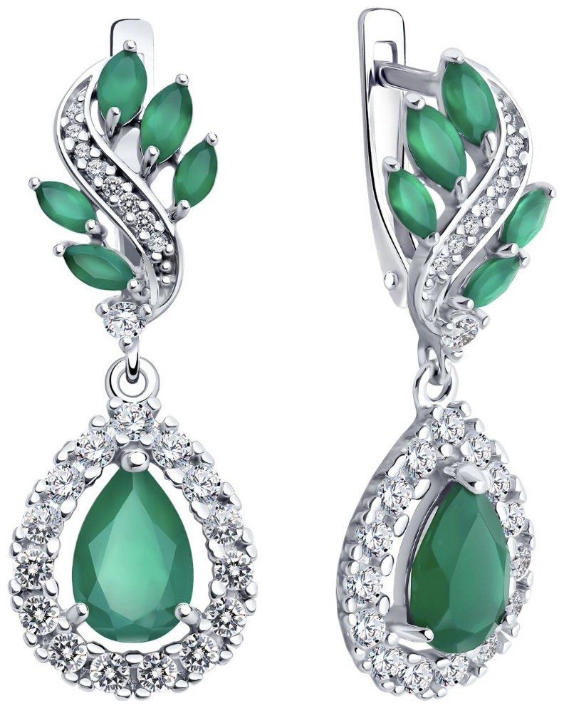 Серьги SOKOLOV 92022840 вес 5.74 г серебро, агат, фианит купить,NaN