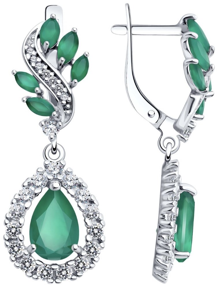 Серьги SOKOLOV 92022840 вес 5.74 г серебро, агат, фианит купить,NaN