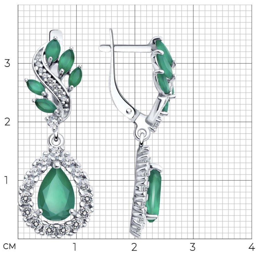Серьги SOKOLOV 92022840 вес 5.74 г серебро, агат, фианит купить,NaN