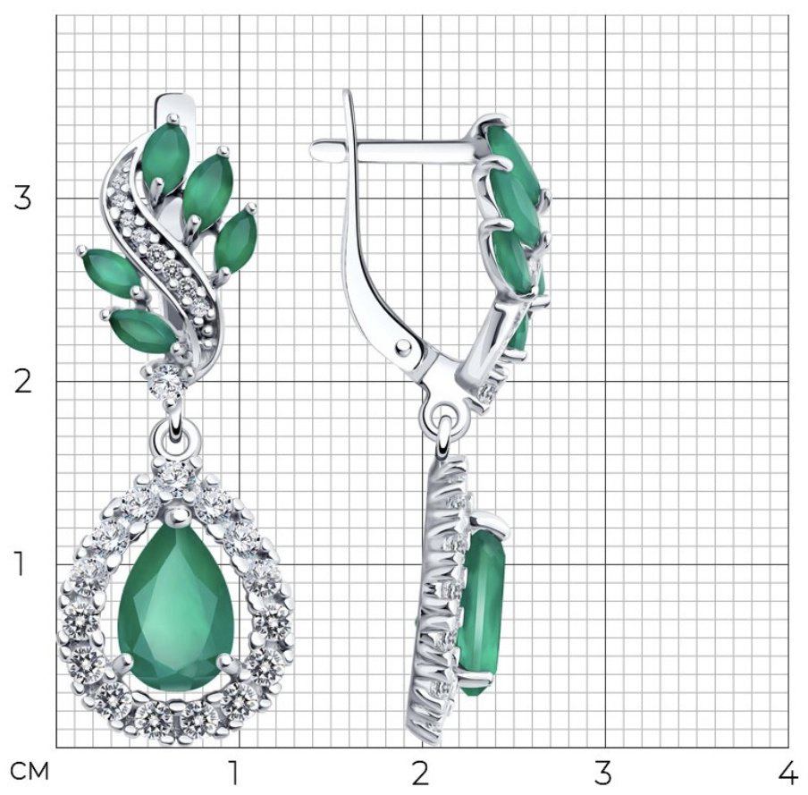 Серьги SOKOLOV 92022840 вес 5.74 г серебро, агат, фианит купить,NaN