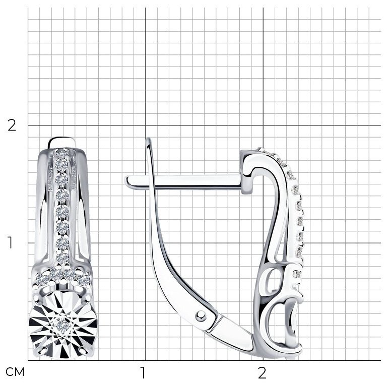 Серьги SOKOLOV 87020061 вес 2.91 г серебро, бриллиант, фианит купить,NaN