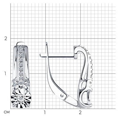 Серьги SOKOLOV 87020061 вес 2.95 г серебро, бриллиант, фианит купить,NaN