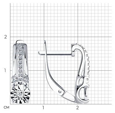 Серьги SOKOLOV 87020061 вес 2.95 г серебро, бриллиант, фианит купить,NaN