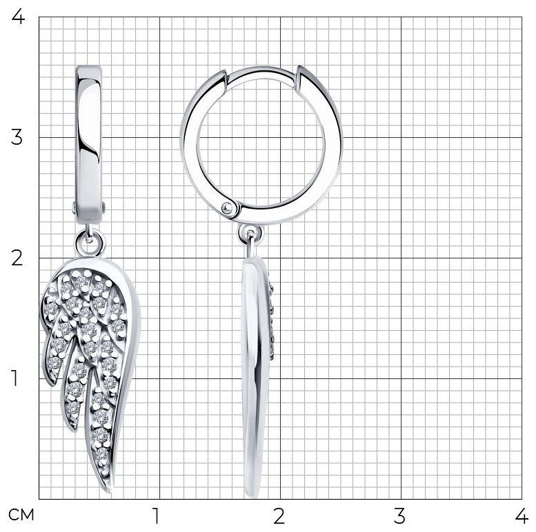 Серьги SOKOLOV 94026614_3,99 вес 3.99 г серебро, фианит купить,NaN