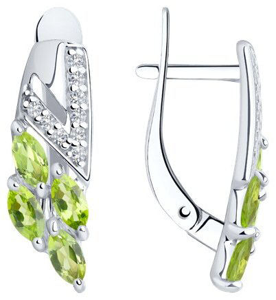 Серьги SOKOLOV 92021758 вес 2.8 г серебро, хризолит купить,NaN