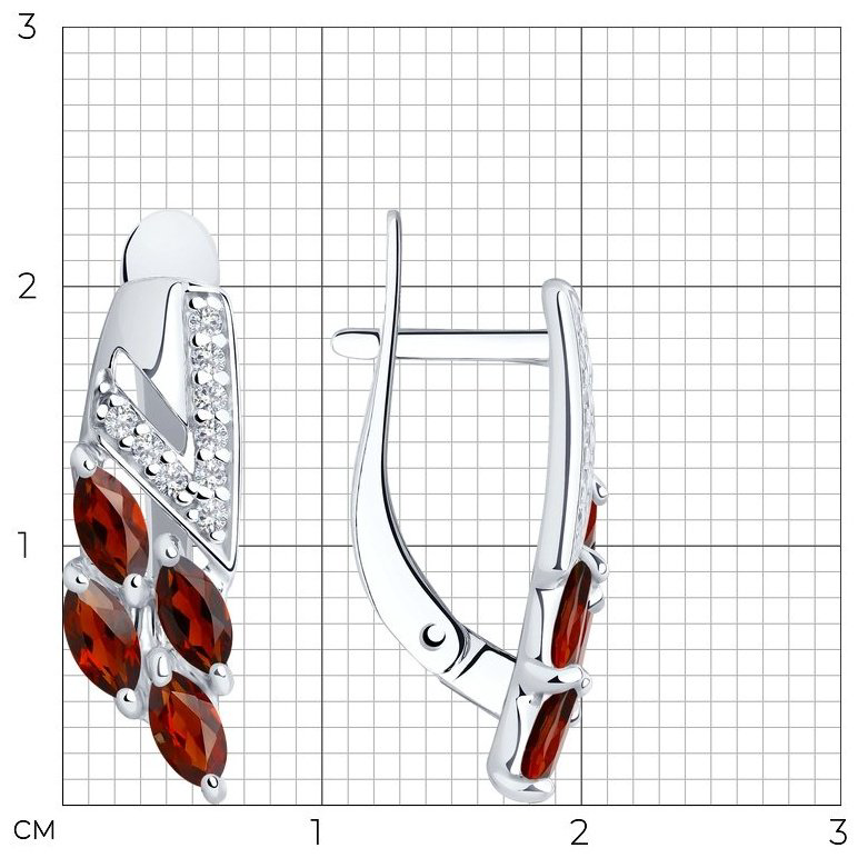 Серьги SOKOLOV 92021760 вес 2.88 г серебро, фианит, гранат купить,NaN