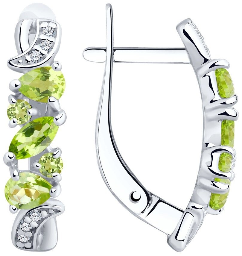 Серьги SOKOLOV 92021780 вес 2.77 г серебро, хризолит, фианит купить,NaN