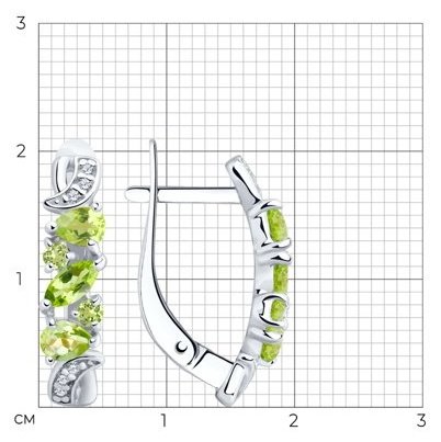 Серьги SOKOLOV 92021780 вес 2.77 г серебро, хризолит, фианит купить,NaN