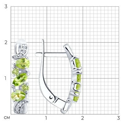 Серьги SOKOLOV 92021780 вес 2.77 г серебро, хризолит, фианит купить,NaN