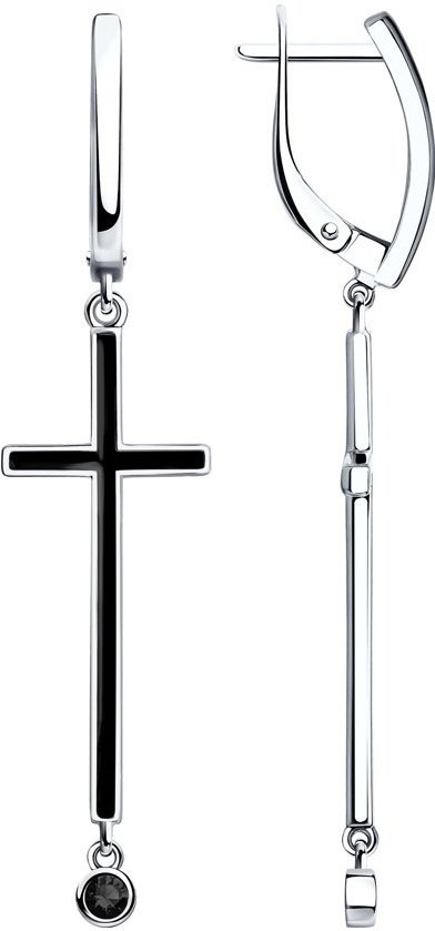 Серьги SOKOLOV 94023795 вес 4.35 г серебро, фианит, эмаль купить,NaN