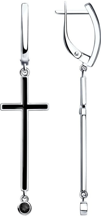 Серьги SOKOLOV 94023795 вес 4.35 г серебро, фианит, эмаль купить,NaN