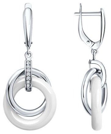 Серьги SOKOLOV 94025854 вес 10.6 г серебро, керамика купить,NaN