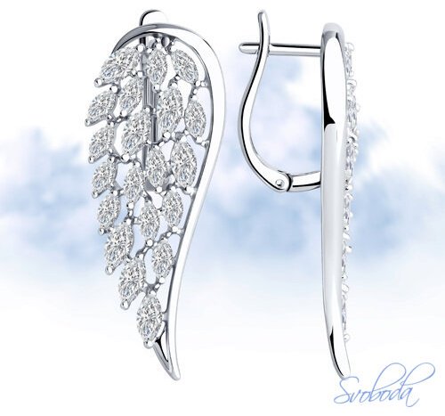 Серьги SOKOLOV 94026635 вес 6 г серебро, фианит купить,NaN