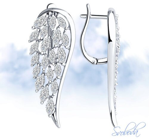 Серьги SOKOLOV 94026635 вес 6 г серебро, фианит купить,NaN