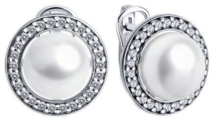 Серьги SOKOLOV 92022957 вес 6.4 г серебро, жемчуг, фианит купить,NaN