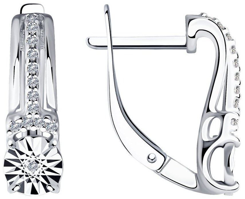 Серьги SOKOLOV 87020061 вес 3.05 г серебро, бриллиант, фианит купить,NaN