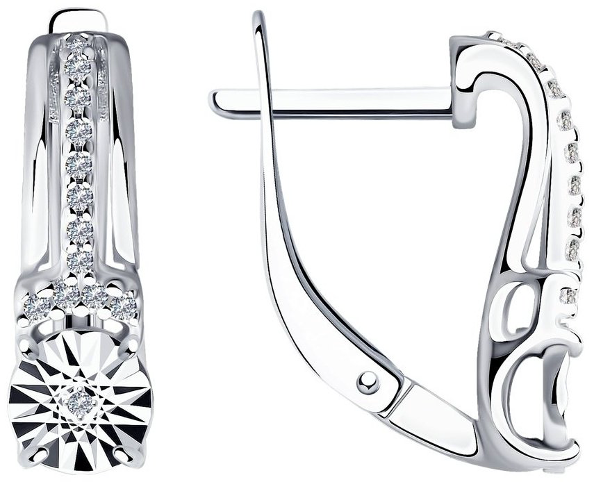 Серьги SOKOLOV 87020061 вес 3.05 г серебро, бриллиант, фианит купить,NaN