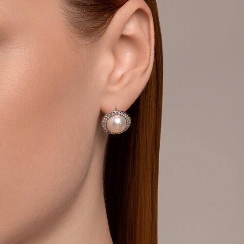 Серьги SOKOLOV 92022957 вес 6.4 г серебро, жемчуг, фианит купить,NaN