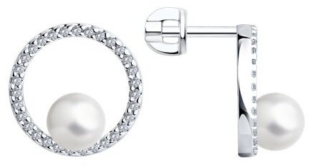 Серьги SOKOLOV 94026094 вес 2.99 г серебро, жемчуг, фианит купить,NaN