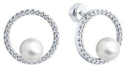 Серьги SOKOLOV 94026094 вес 2.99 г серебро, жемчуг, фианит купить,NaN