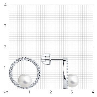 Серьги SOKOLOV 94026094 вес 2.99 г серебро, жемчуг, фианит купить,NaN