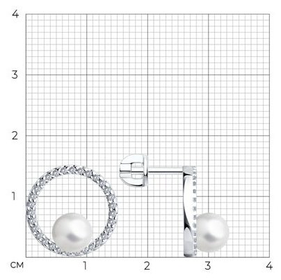 Серьги SOKOLOV 94026094 вес 2.99 г серебро, жемчуг, фианит купить,NaN