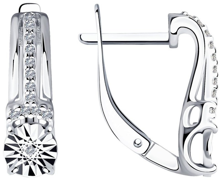 Серьги SOKOLOV 87020061-sk23 вес 2.95 г серебро, бриллиант, фианит купить,NaN