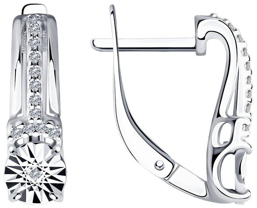 Серьги SOKOLOV 87020061-sk23 вес 2.95 г серебро, бриллиант, фианит купить,NaN
