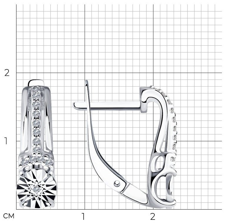 Серьги SOKOLOV 87020061-sk23 вес 2.95 г серебро, бриллиант, фианит купить,NaN