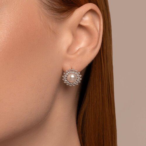 Серьги SOKOLOV 92022965 вес 5.6 г серебро, культивированный жемчуг, фианит купить,NaN