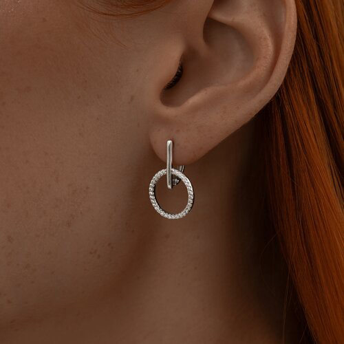 Серьги SOKOLOV 94025875 вес 3 г серебро, фианит купить,NaN