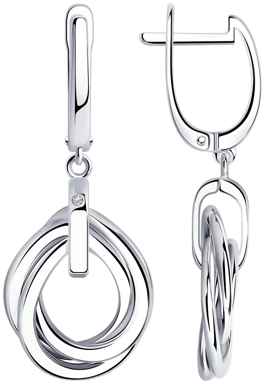 Серьги SOKOLOV 87020080 вес 6.75 г серебро, бриллиант купить,NaN