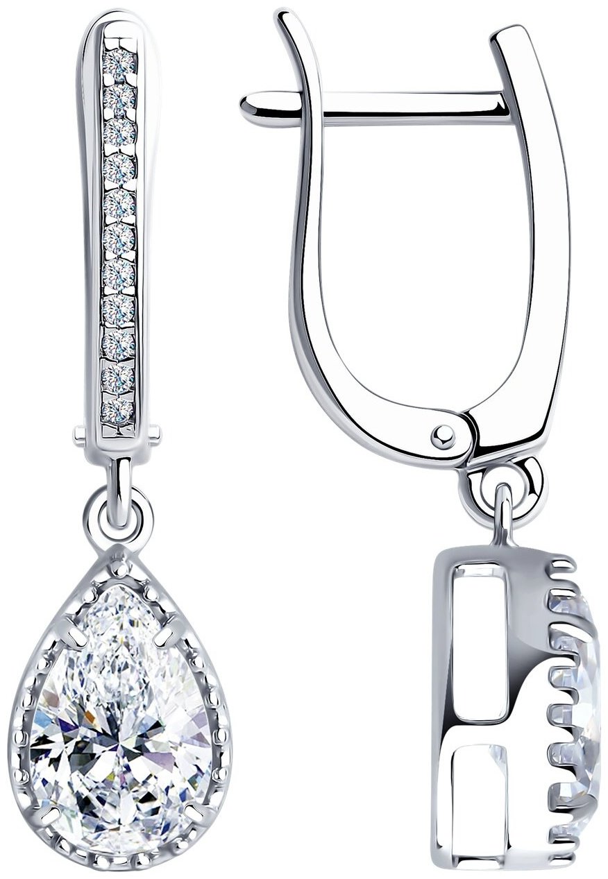 Серьги SOKOLOV 94025879_3,55 вес 3.55 серебро, фианит купить,NaN