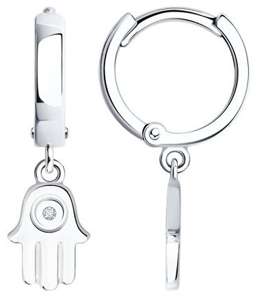Серьги SOKOLOV 87020103 вес 2.26 г серебро, бриллиант купить,NaN
