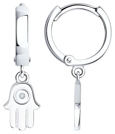 Серьги SOKOLOV 87020103 вес 2.26 г серебро, бриллиант купить,NaN