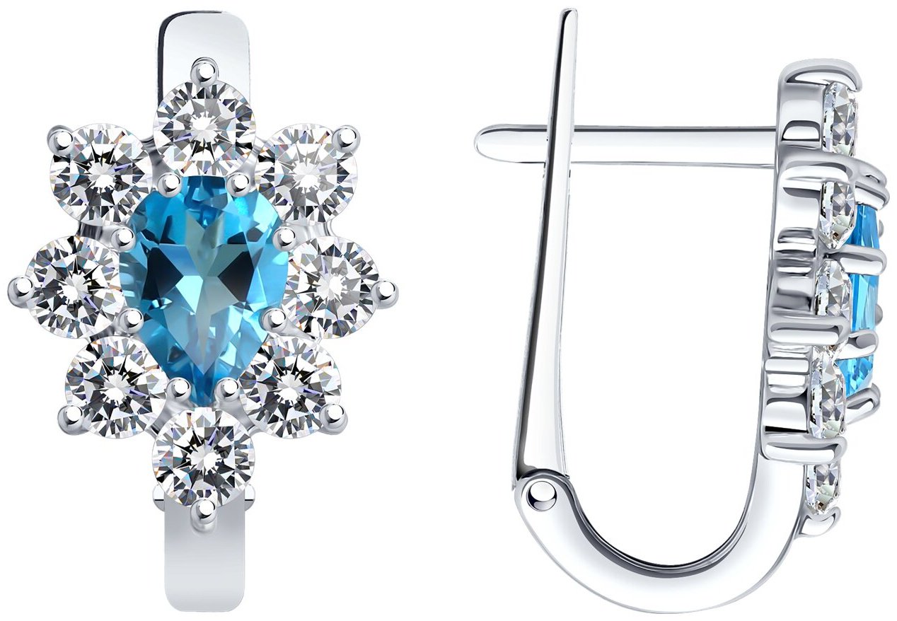 Серьги SOKOLOV 92022984 вес 3.88 г серебро, топаз, фианит купить,NaN
