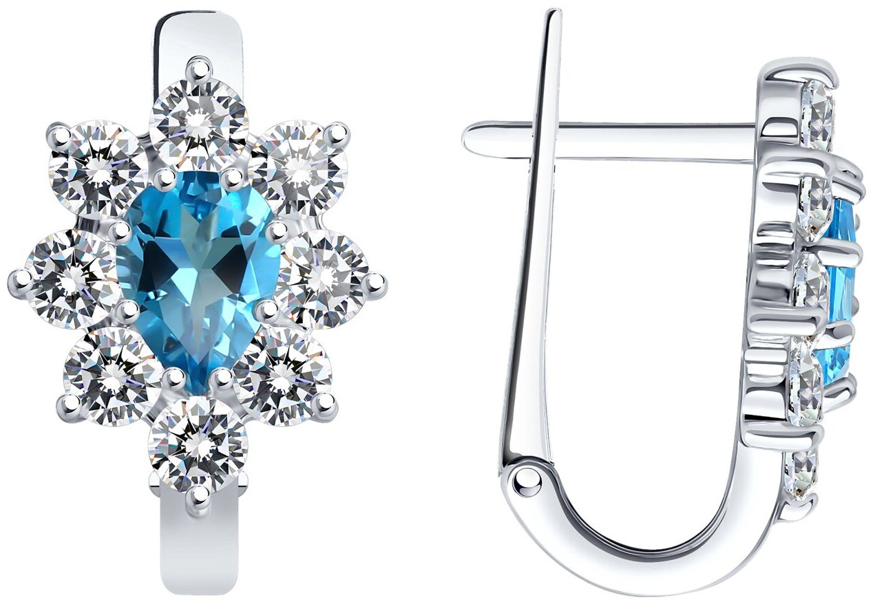 Серьги SOKOLOV 92022984 вес 3.88 г серебро, топаз, фианит купить,NaN