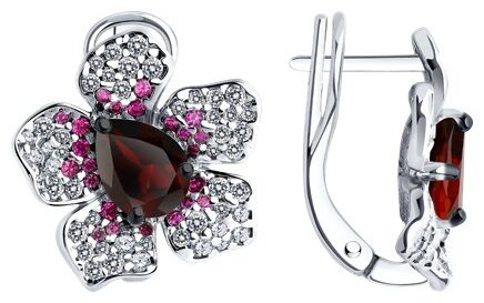 Серьги SOKOLOV 92022987 вес 6.24 г серебро, гранат, корунд, фианит купить,NaN