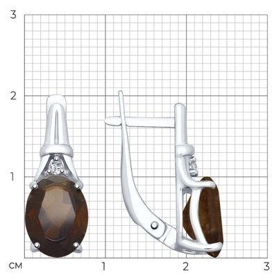 Серьги SOKOLOV 92022027 вес 2.84 г серебро, фианит, раухтопаз купить,NaN
