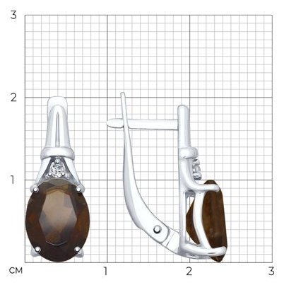 Серьги SOKOLOV 92022027 вес 2.84 г серебро, фианит, раухтопаз купить,NaN