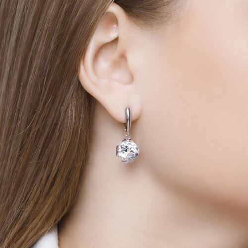 Серьги SOKOLOV 92022046 вес 4.64 г серебро, горный хрусталь, фианит купить,NaN