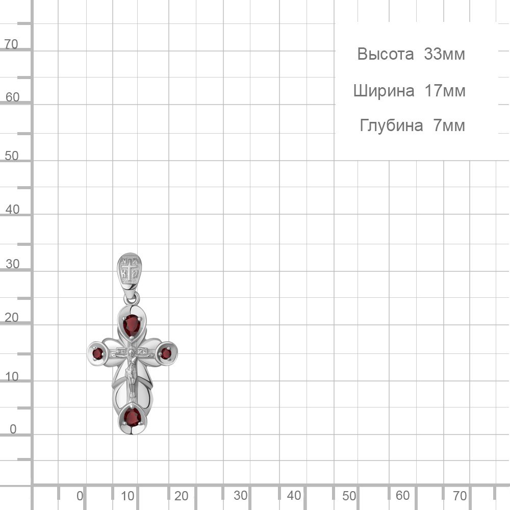 Крестик AQUAMARINE 2224903.5 вес 2.3 г серебро, гранат купить,NaN