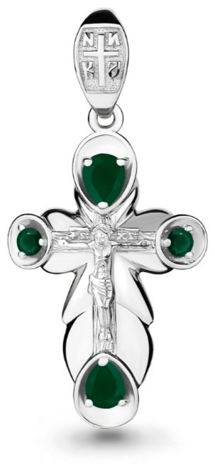 Крестик AQUAMARINE 2224909 вес 2.22 г серебро, агат купить,NaN